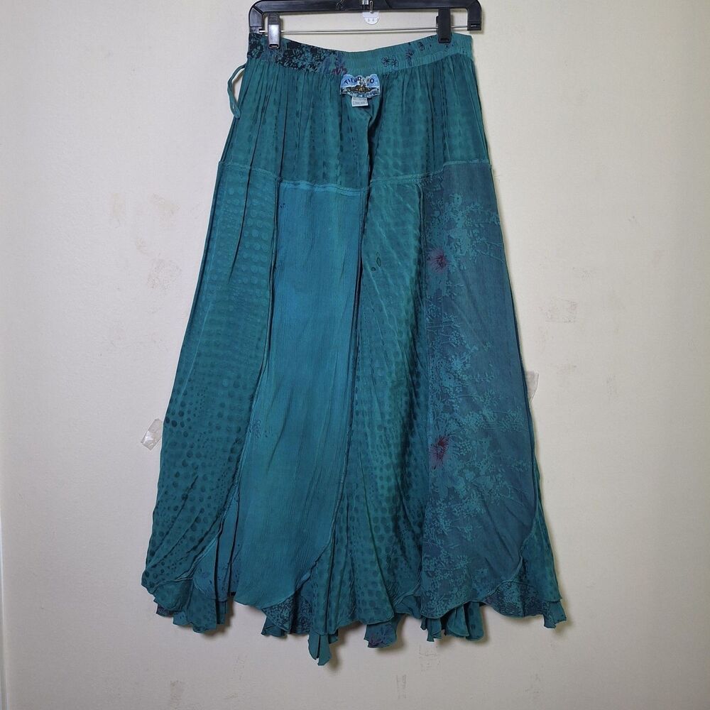 Tienda Ho Lagenlook Skirt Kimono Jacket 2PC Set Patchwork Ruffle Witchy Boho XL - Picture 11 of 16